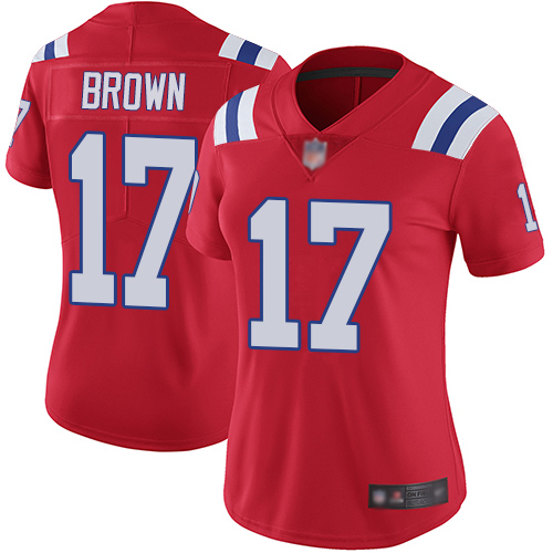 Nike Patriots #17 Antonio Brown Red Alternate Women's Stitched NFL Vapor Untouchable Limited Jersey
