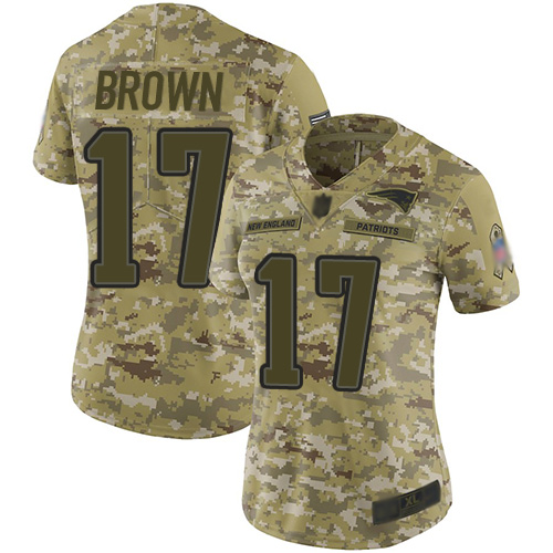 Nike Patriots #17 Antonio Brown Camo Women's Stitched NFL Limited 2018 Salute to Service Jersey