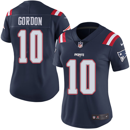 Nike Patriots #10 Josh Gordon Navy Blue Women's Stitched NFL Limited Rush Jersey