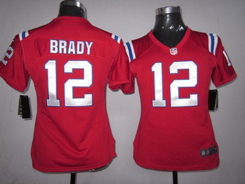 Nike Patriots #12 Tom Brady Red Alternate Women's Stitched NFL Elite Jersey