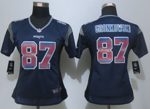 Nike Patriots #87 Rob Gronkowski Navy Blue Team Color Women's Stitched NFL Elite Strobe Jersey