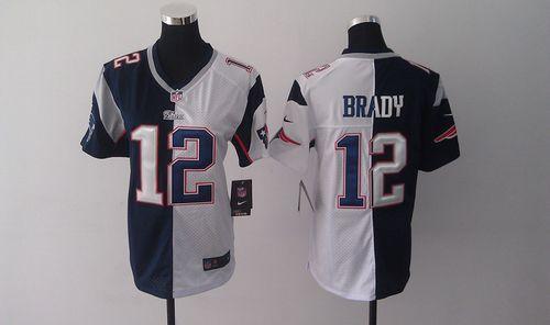 Nike Patriots #12 Tom Brady Navy Blue/White Women's Stitched NFL Elite Split Jersey