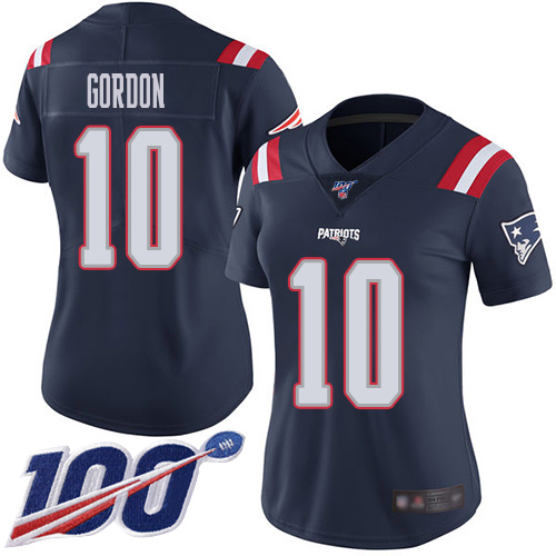 Nike Patriots #10 Josh Gordon Navy Blue Women's Stitched NFL Limited Rush 100th Season Jersey