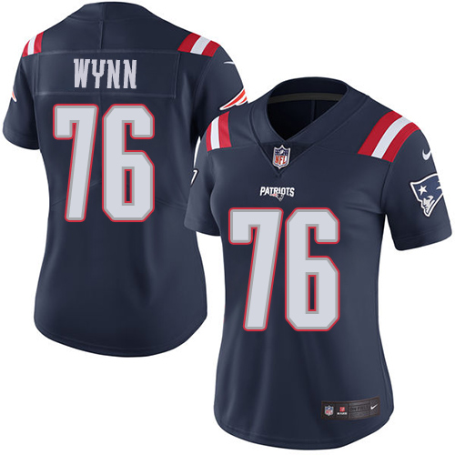 Nike Patriots #76 Isaiah Wynn Navy Blue Women's Stitched NFL Limited Rush Jersey