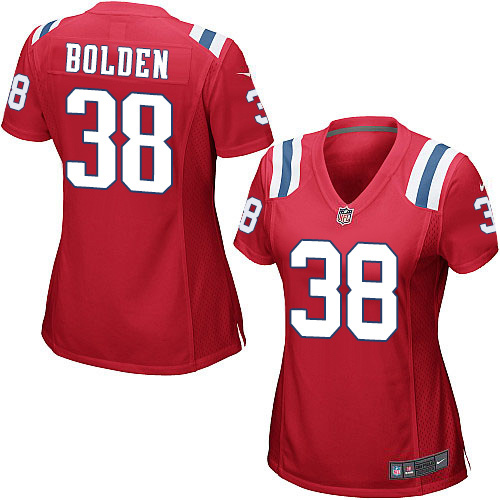 Nike Patriots #38 Brandon Bolden Red Alternate Women's Stitched NFL Elite Jersey