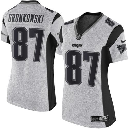 Nike Patriots #87 Rob Gronkowski Gray Women's Stitched NFL Limited Gridiron Gray II Jersey