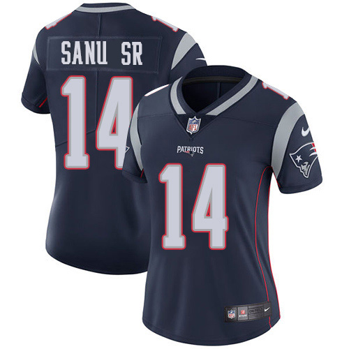 Nike Patriots #14 Mohamed Sanu Sr Navy Blue Team Color Women's Stitched NFL Vapor Untouchable Limited Jersey