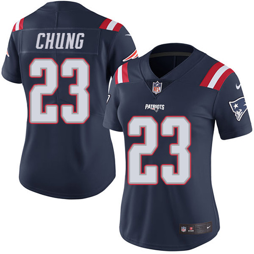 Nike Patriots #23 Patrick Chung Navy Blue Women's Stitched NFL Limited Rush Jersey