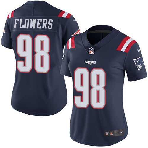 Nike Patriots #98 Trey Flowers Navy Blue Women's Stitched NFL Limited Rush Jersey
