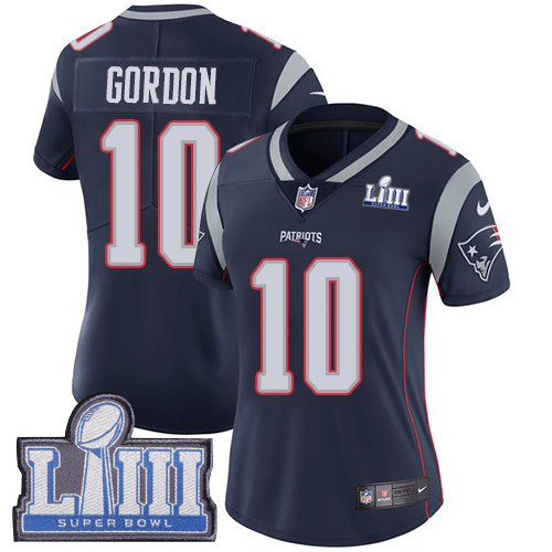 Nike Patriots #10 Josh Gordon Navy Blue Team Color Super Bowl LIII Bound Women's Stitched NFL Vapor Untouchable Limited Jersey