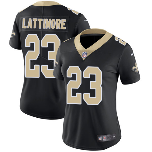 Nike Saints #23 Marshon Lattimore Black Team Color Women's Stitched NFL Vapor Untouchable Limited Jersey