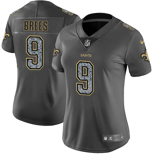 Nike Saints #9 Drew Brees Gray Static Women's Stitched NFL Vapor Untouchable Limited Jersey