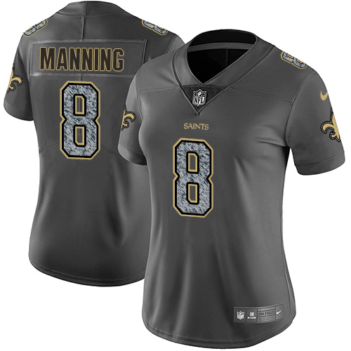Nike Saints #8 Archie Manning Gray Static Women's Stitched NFL Vapor Untouchable Limited Jersey