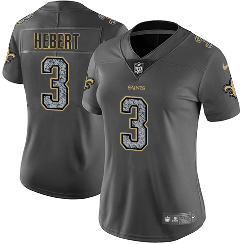Nike Saints #3 Bobby Hebert Gray Static Women's Stitched NFL Vapor Untouchable Limited Jersey