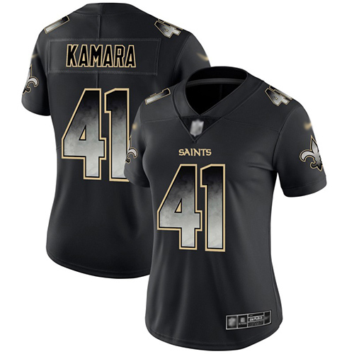 Nike Saints #41 Alvin Kamara Black Women's Stitched NFL Vapor Untouchable Limited Smoke Fashion Jersey