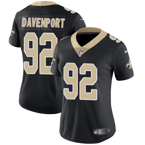 Nike Saints #92 Marcus Davenport Black Team Color Women's Stitched NFL Vapor Untouchable Limited Jersey