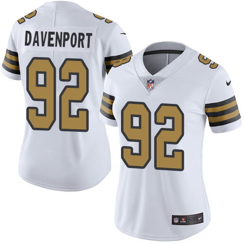 Nike Saints #92 Marcus Davenport White Women's Stitched NFL Limited Rush Jersey