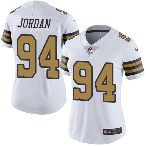 Nike Saints #94 Cameron Jordan White Women's Stitched NFL Limited Rush Jersey