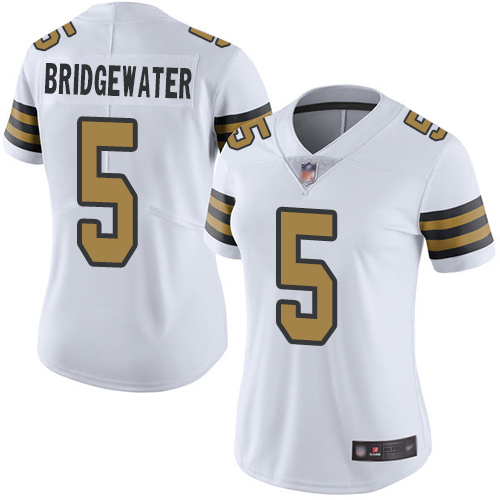 Nike Saints #5 Teddy Bridgewater White Women's Stitched NFL Limited Rush Jersey