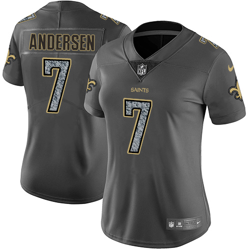 Nike Saints #7 Morten Andersen Gray Static Women's Stitched NFL Vapor Untouchable Limited Jersey
