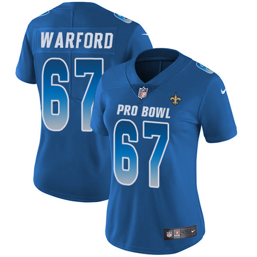 Nike Saints #67 Larry Warford Royal Women's Stitched NFL Limited NFC 2019 Pro Bowl Jersey
