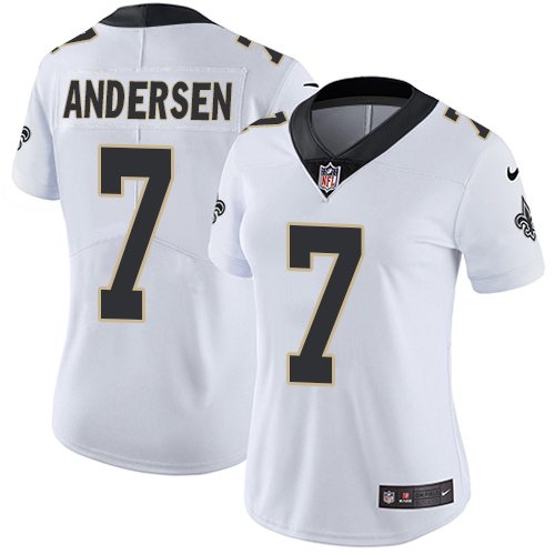 Nike Saints #7 Morten Andersen White Women's Stitched NFL Vapor Untouchable Limited Jersey