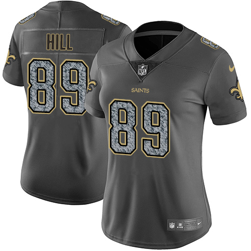 Nike Saints #89 Josh Hill Gray Static Women's Stitched NFL Vapor Untouchable Limited Jersey