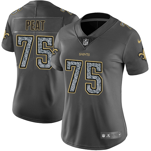 Nike Saints #75 Andrus Peat Gray Static Women's Stitched NFL Vapor Untouchable Limited Jersey