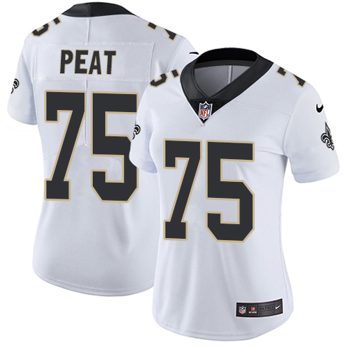 Nike Saints #75 Andrus Peat White Women's Stitched NFL Vapor Untouchable Limited Jersey