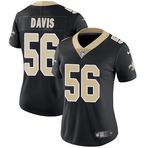 Nike Saints #56 DeMario Davis Black Team Color Women's Stitched NFL Vapor Untouchable Limited Jersey