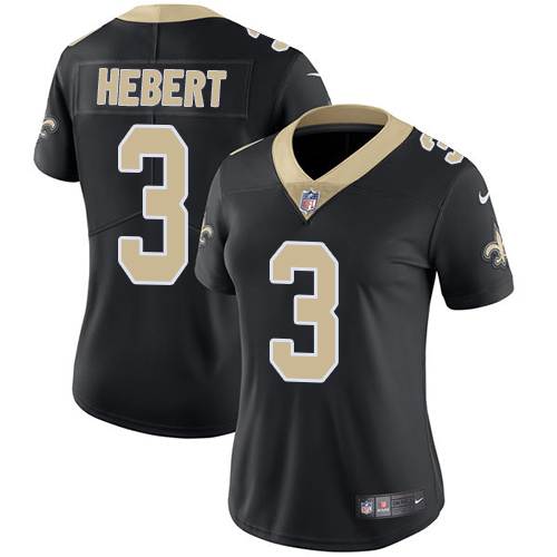 Nike Saints #3 Bobby Hebert Black Team Color Women's Stitched NFL Vapor Untouchable Limited Jersey