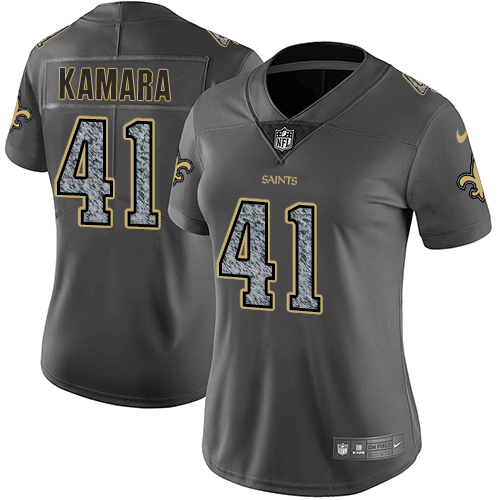 Nike Saints #41 Alvin Kamara Gray Static Women's Stitched NFL Vapor Untouchable Limited Jersey