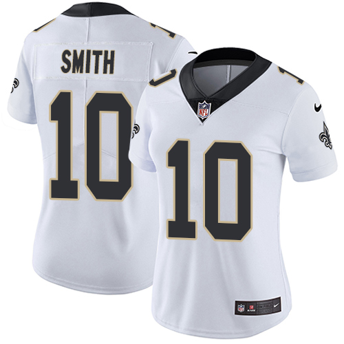 Nike Saints #10 Tre'Quan Smith White Women's Stitched NFL Vapor Untouchable Limited Jersey