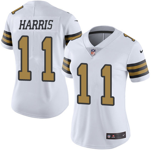 Nike Saints #11 Deonte Harris White Women's Stitched NFL Limited Rush Jersey