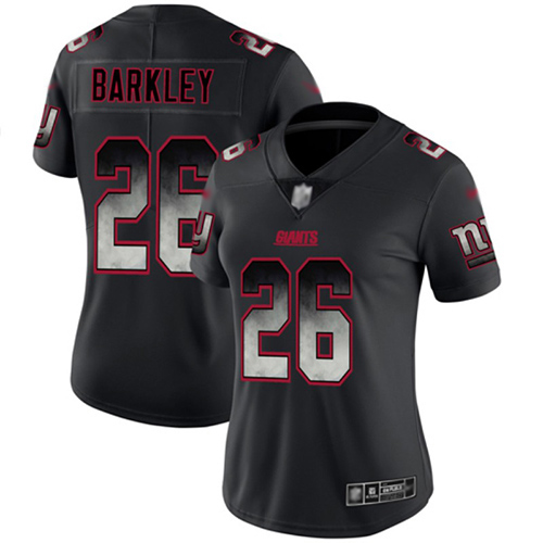 Nike Giants #26 Saquon Barkley Black Women's Stitched NFL Vapor Untouchable Limited Smoke Fashion Jersey