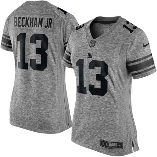 Nike Giants #13 Odell Beckham Jr Gray Women's Stitched NFL Limited Gridiron Gray Jersey