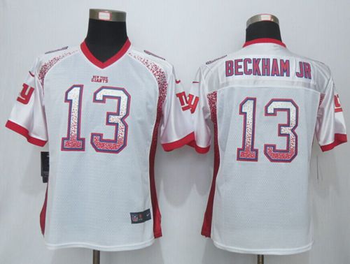 Nike Giants #13 Odell Beckham Jr White Women's Stitched NFL Elite Drift Fashion Jersey