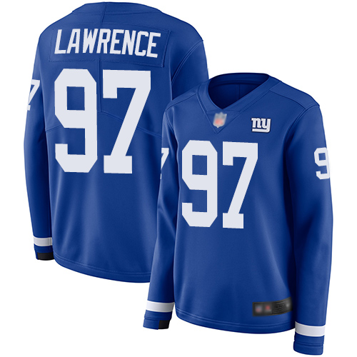 Nike Giants #97 Dexter Lawrence Royal Blue Team Color Women's Stitched NFL Limited Therma Long Sleeve Jersey