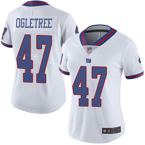 Nike Giants #47 Alec Ogletree White Women's Stitched NFL Limited Rush Jersey