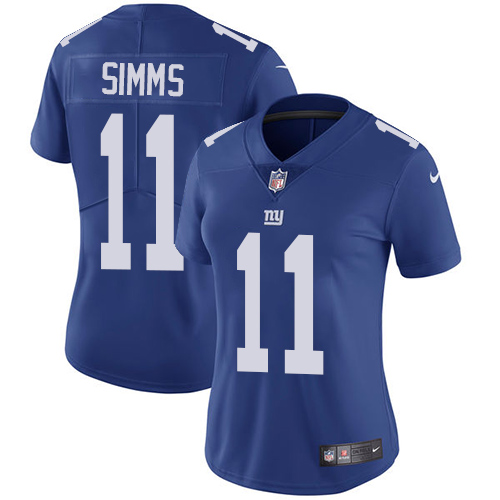 Nike Giants #11 Phil Simms Royal Blue Team Color Women's Stitched NFL Vapor Untouchable Limited Jersey