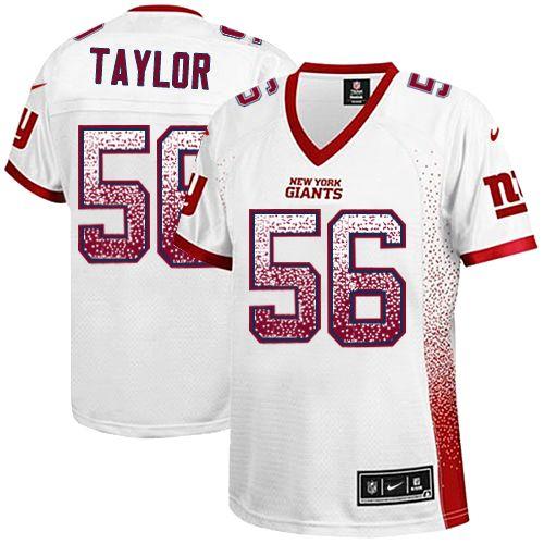 Nike Giants #56 Lawrence Taylor White Women's Stitched NFL Elite Drift Fashion Jersey