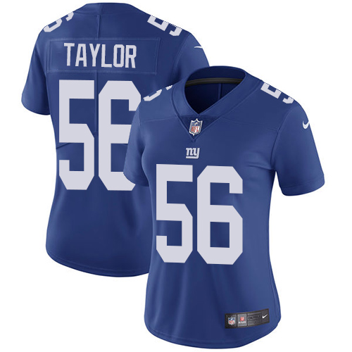 Nike Giants #56 Lawrence Taylor Royal Blue Team Color Women's Stitched NFL Vapor Untouchable Limited Jersey