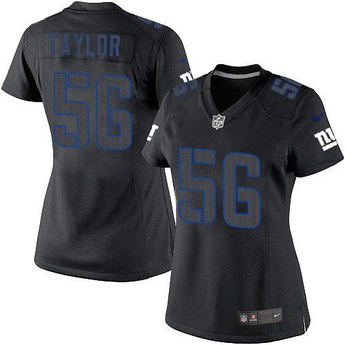 Nike Giants #56 Lawrence Taylor Black Impact Women's Stitched NFL Limited Jersey