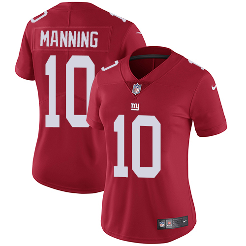 Nike Giants #10 Eli Manning Red Alternate Women's Stitched NFL Vapor Untouchable Limited Jersey