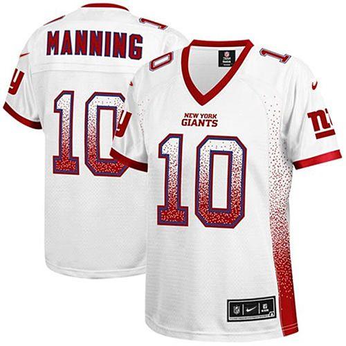 Nike Giants #10 Eli Manning White Women's Stitched NFL Elite Drift Fashion Jersey