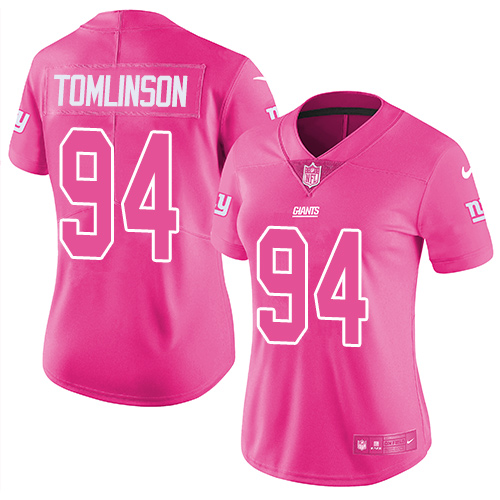 Nike Giants #94 Dalvin Tomlinson Pink Women's Stitched NFL Limited Rush Fashion Jersey
