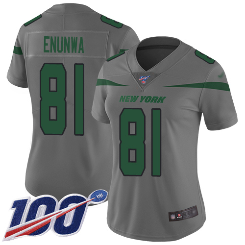 Nike Jets #81 Quincy Enunwa Gray Women's Stitched NFL Limited Inverted Legend 100th Season Jersey