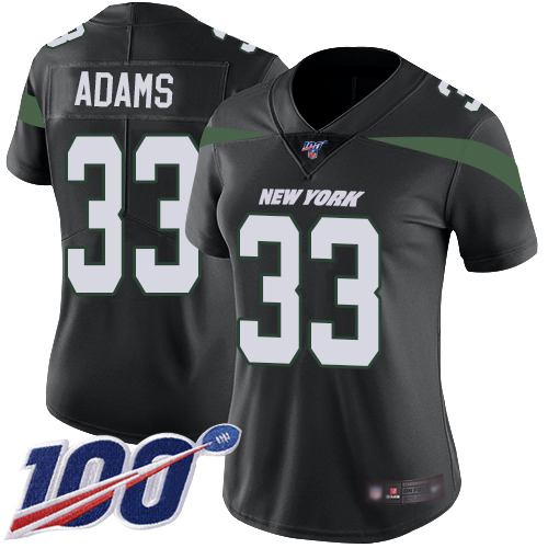 Nike Jets #33 Jamal Adams Black Alternate Women's Stitched NFL 100th Season Vapor Limited Jersey