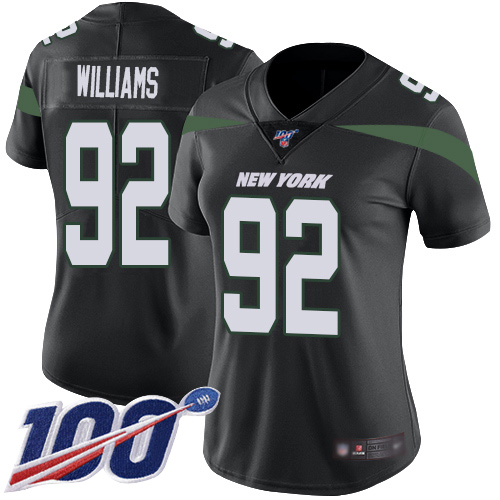 Nike Jets #92 Leonard Williams Black Alternate Women's Stitched NFL 100th Season Vapor Limited Jersey