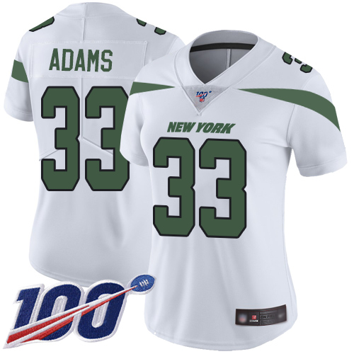 Nike Jets #33 Jamal Adams White Women's Stitched NFL 100th Season Vapor Limited Jersey